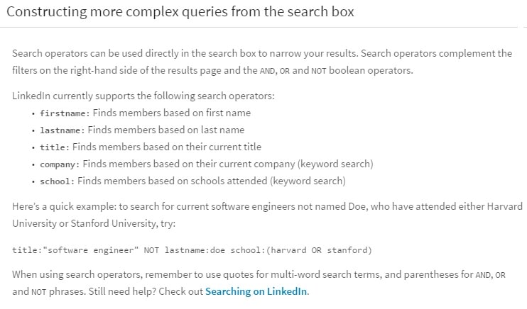 linkedin search
