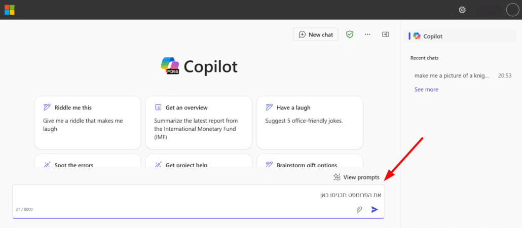 שימוש דרך Copilot